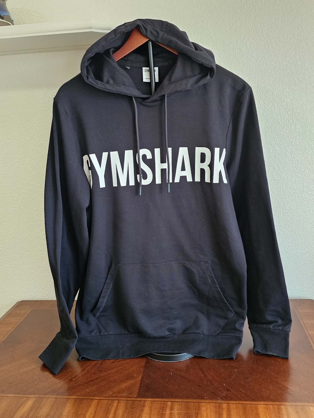 Gymshark Men's Black Hoodie Men's Medium, Block Letter Sweatshirt
